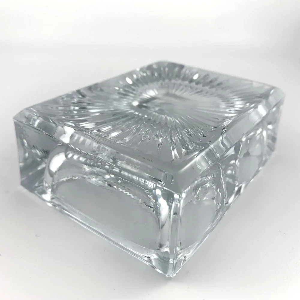 Antique Double Open Salt Cellar Starburst Pattern Heavy Pressed Glass Vintage‎